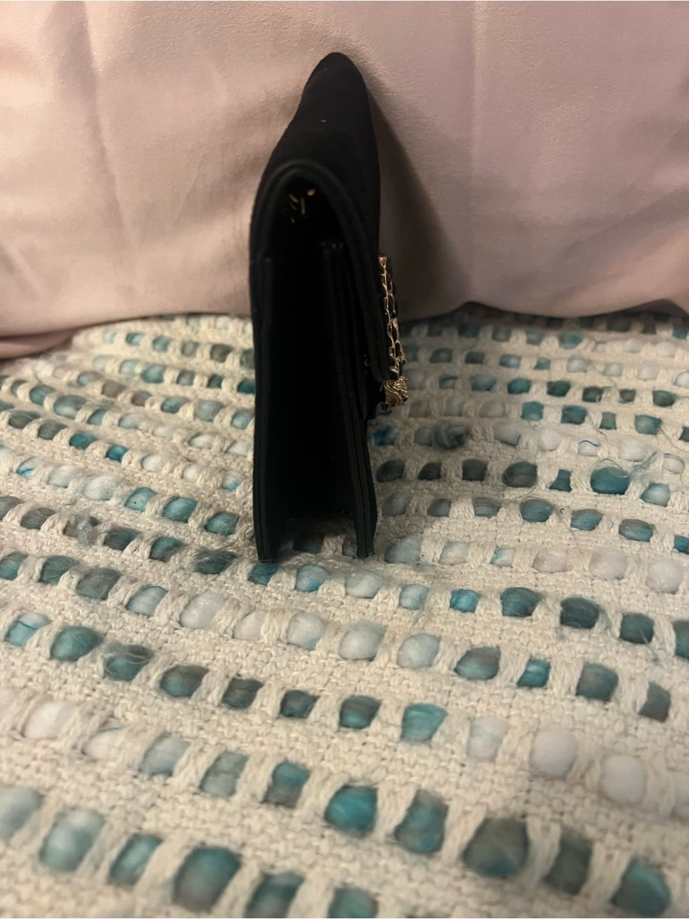 INSPIRED Black Suede Clutch with Gold Snake-Head Accent - Picture 3 of 8